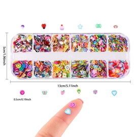 CCINEE Nail Art Slice with Fruit Flower Food Slice Assorted Designs Polymer Clay Nail Decoration Slice for Slime DIY Craft Projects Decoration