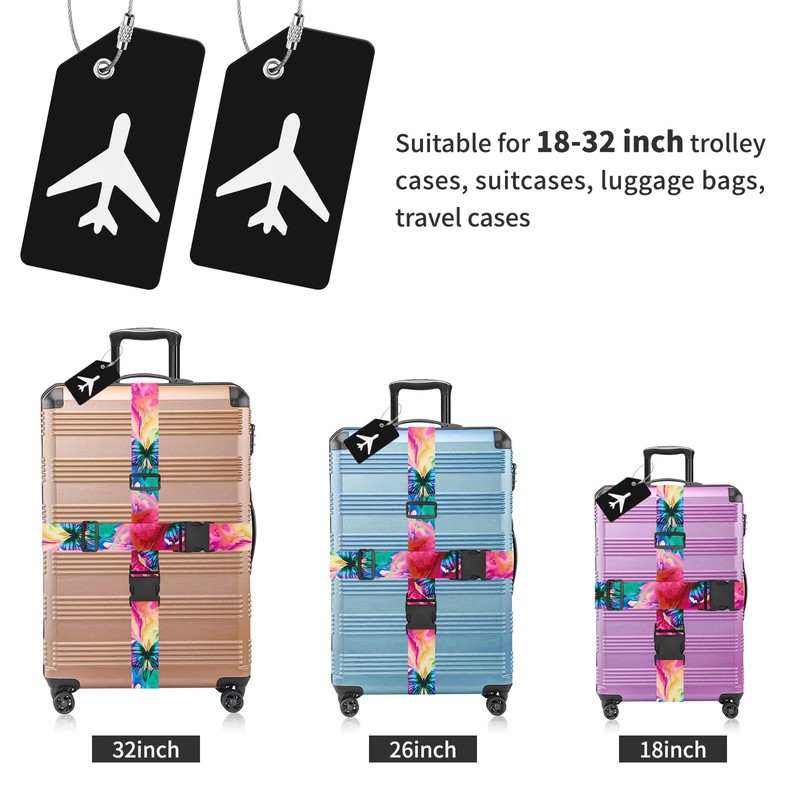 ZOUIQSS Pack of 2 Adjustable Suitcase Strap, Suitcase Strap, Durable
