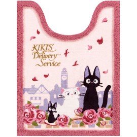 Senko 37179 Kiki's Delivery Service, Date with Jiji Long, Toilet Mat, Approx. 31.5 x 23.6 inches (80 x 60 cm), Pink, Character, Jiji Cat