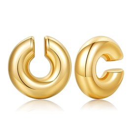 JSKWIKE Ear Cuffs Earrings for Women Chunky Huggie Ear Cuffs Gold Earrings Non Penetrating Hypoallergenic Girls Ear Clip Earrings Jewellery Gift