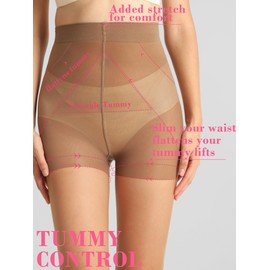 HONENNA Tummy Control Pantyhose for Women Control Top Sheer Tights Black Nylons Shaping Stockings 2 Pairs