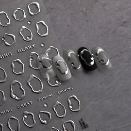 5D Embossed Rhinestones Nail Art Stickers,Gold Crystal Soft Glue Irregular Geometric Frames Nail Decals,Nail Stickers Silver Hollow Design,Self Adhesive Acrylic Nails Supplies for Women