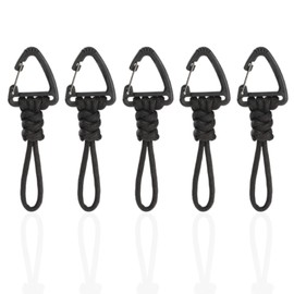 Space fire Paracord Strap Carabiner Camping Outdoor (5 Black, Short)