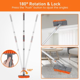 Ceiling Fan Cleaner Duster with 63" Extension Pole, Ceiling Fan Blade Cleaning Tool, Dusters for Cleaning High Ceiling Fan Reusable Chenille Pads for Blind, Baseboard, Wall