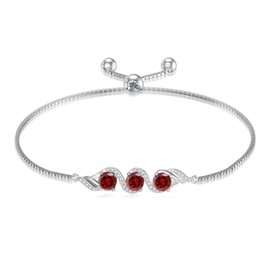 Althum Birthstone Adjustable Bracelet 925 Sterling Silver TBirthstone Box Chain Bracelet Gifts for Women, Sterling Silver