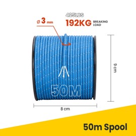 Brotree 3mm Paracord 425 100% Nylon 50M Rope 3 Strands Type II Parachute Cord for Outdoor, Craft, DIY - 192kg Breaking Load (Reflective Dark Blue)