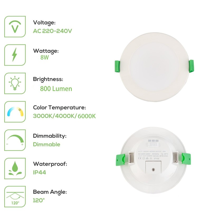 4-Pack LED Ceiling Light LED Recessed Downlight Kit 90mm Cutout