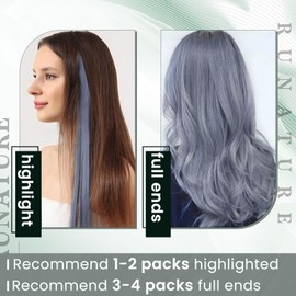 RUNATURE U Tip Hair Extensions Human Hair Light Blue Hair Extensions U Tip Human Hair 16 Inch U Tip Hair Extensions Light Blue U Tip Keratin Hair Extensions Human Hair for Highlight 20g 25s