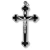 Venerare Traditional Latin Cross Pendant with Black Inlay