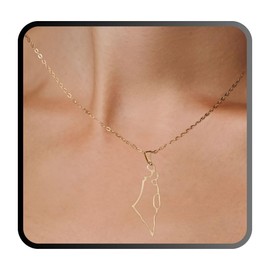 SURI Israel Map Necklace | Contemporary Israel Pendant Necklace | Available in Gold-Filled or Silver Stainless Steel | Classic Jewish Necklace Judaica Jewelry Gift | Israel Map Pendant Charm