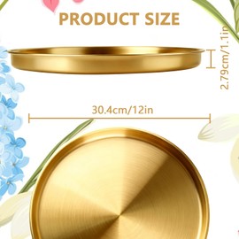 Nexyetnov Gold Round Serving Tray, 12", 1 Pack