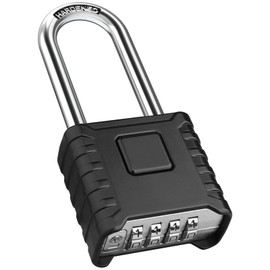 Diyife Robust Combination Lock 4 Digit Long Shackle 8 mm Thick Black