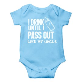 AW Fashions I Drink Until I Pass Out Like My Uncle - overol de bebé de una sola pieza, Azul/claro, Recién nacido