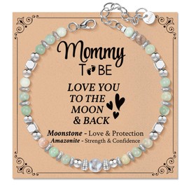 ZOKCC Mom To Be Bracelet Gifts Healing Natural Stone Moonstone Beads Bracelets - Mothers Day Birthday Christmas Day Gifts for New Mom First Time Mama Mommy To Be Pregnant Expecting Mother
