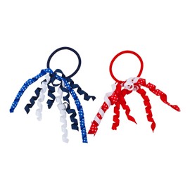 Lux Accessories 2 Pieces Red Blue Polka Dots 90s Inspired Hair Elastics and Ties