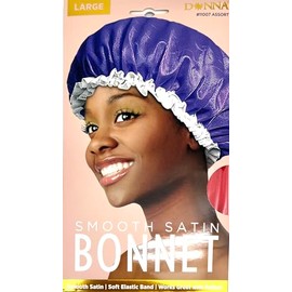 DONNA Smooth Satin Bonnet, Soft Elastic Band Sleep Cap for Women, Stay on All Night Hair Wrap Cover Bonnet for Curly Hair, Saint Bonnet for Sleeping Soft Band Large RED Color