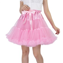 Shimaly Tutu Skirt as Well as Petticoat above Knee Underskirt Tulle Crinoline slip (Pink, L-XL)