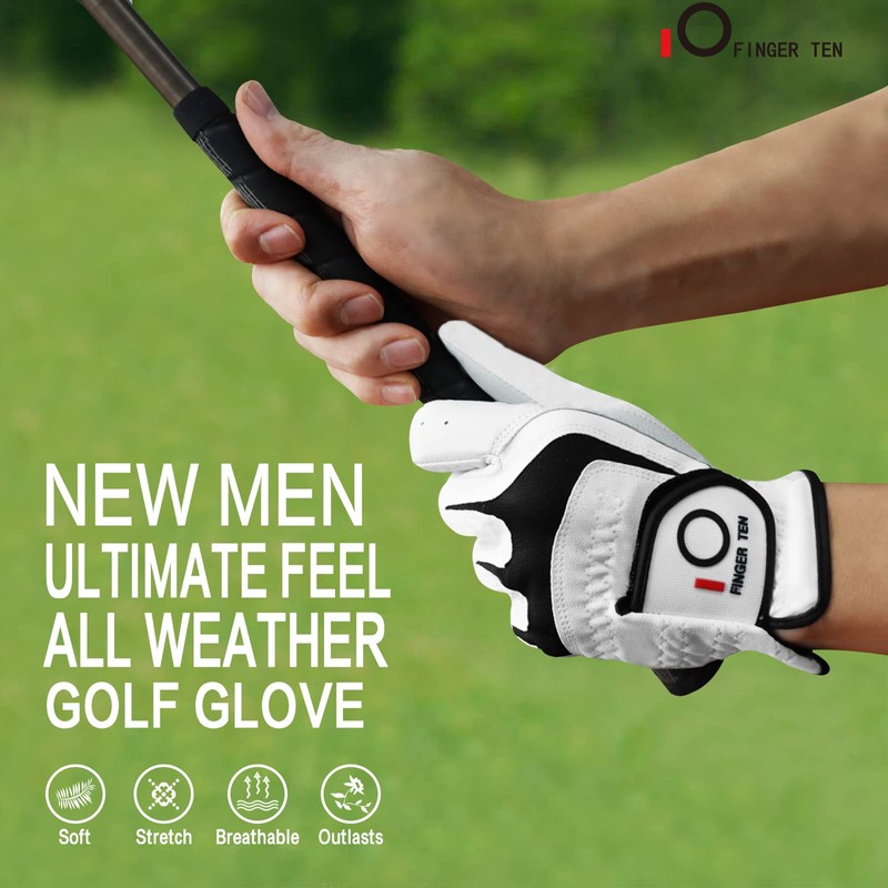 FINGER TEN Mens All Weather Cabretta Synthetic Leather Natural Fit