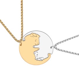 SHIGIE Stainless Steel Valentine's Day Adorable Heart Pig Necklace Pendant Farm Animals Jewellery For Women Couple Festival Gifts (18K Gold And Silver Plated)