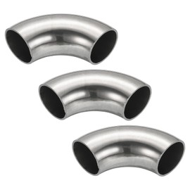 PATIKIL 3pcs 90 Degree Mandrel Bend Elbow, 28mm OD Steel Exhaust Elbow Exhaust Piping Connector 304 Stainless Steel for Exhaust Pipe Stair Handrail HVAC