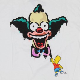 The Simpsons Men's' Bart Graffiti Krusty The Clown Double-Sided T-Shirt (White, Small)