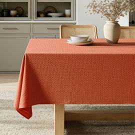 MIULEE Fall Linen Table Cloth Rectangle Tablecloth Waterproof Spillproof Cross-Star Textured Table Cltoth Decorative Farmhouse for Dining Party Christmas Weddings Birthday 60x120 Inch, Burnt Orange