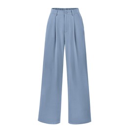 PRETTYGARDEN Wide Leg Pants for Women Trendy 2025 Fall High Waisted Business Casual Outfits Work Pant Trousers (Grey Blue,XX-Large)