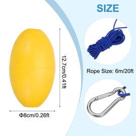 PATIKIL 20FT Float Rope Tow Line, Heavy Duty Buoy Ball Float Leash with Stainless Steel Hook Drift Rope Marker Buoy Float Rope for Fishing Drift Jet-Ski Kayak Boat Accessories, Blue