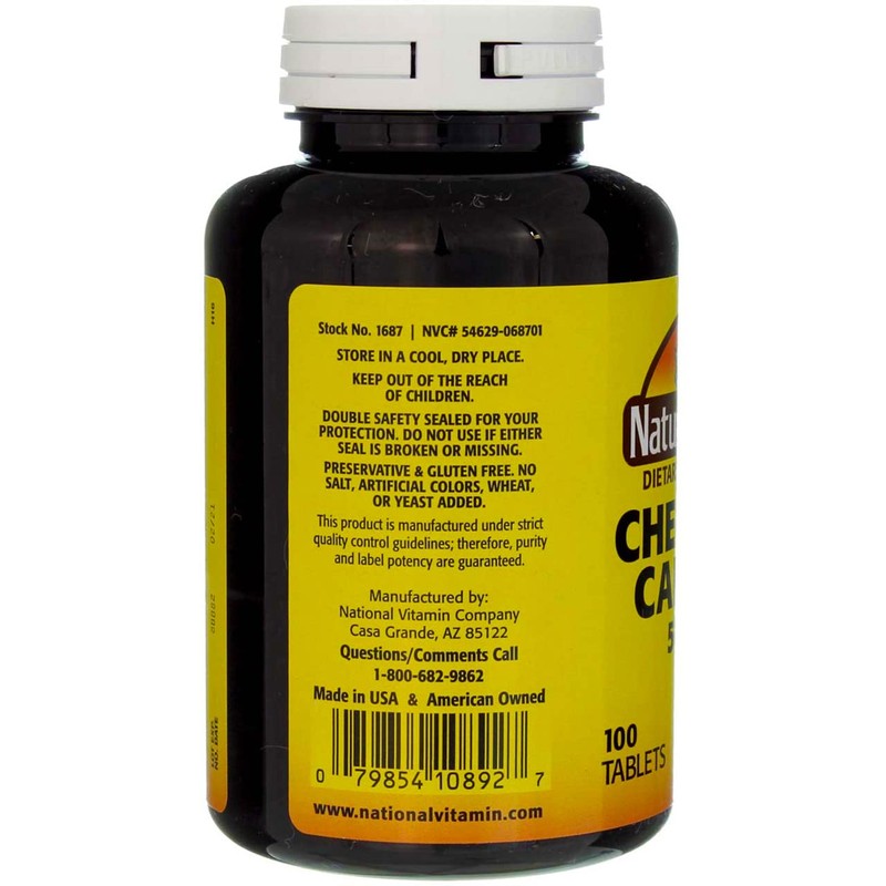 Nature's Blend Chewable Calcium 500 mg, 100 Tablets (Pack of