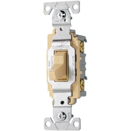Eaton CS120V 20-Amp 120/277-volt Commercial Grade Single Pole Compact Toggle Switch with Side Wiring, Ivory