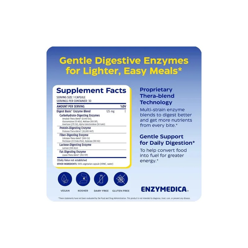 Enzymedica Digest Basic Cápsulas Enzimas Digestivas Suplemento