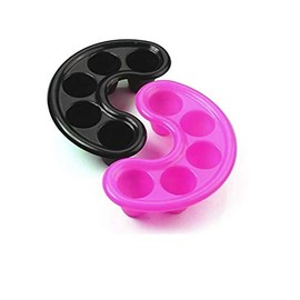 LASSUM 2 Pieces Nail Art Tips Hand Soak Bowl Tray Manicure Soaking Remover Tool, Black & Pink