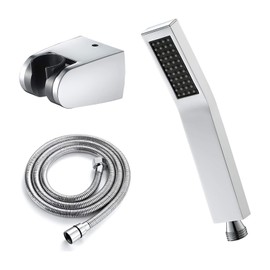 SXLSZ G1/2 Inch Hand Shower Head with Hose and Holder, Brass Shower Head Set, Anti-Limescale Nozzles, Shower Head, Stainless Steel Shower Hose, ABS Shower Head Holder, Chrome