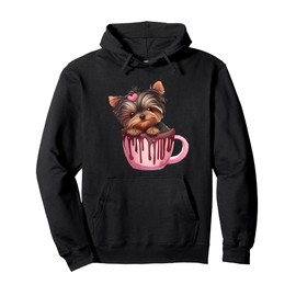 Sweet Yorkie Delight Yorkshire Terrier in Chocolate Cup Art Pullover Hoodie
