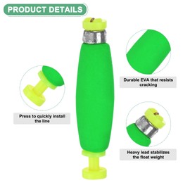 M METERXITY 5-Pack Fishing Bobbers Floats, 53mm EVA Foam Weighted Bobbers for Crappie/Bluegill/Trout Bass/Catfish, Clip-on Floats Slip Corks Floaters Strong Buoys [Green]