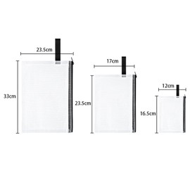 OFFCUP Document Bag A4 + A5 + A6, 15 Pieces Zip Bag, Waterproof Document Bag with Zip, Mesh Bag with Zip, File Zip Bag