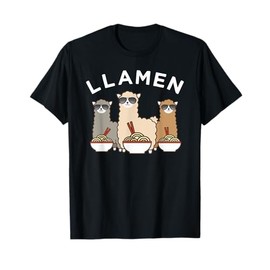 Funny Llama Ramen Shirt, Cute Animal Noodle Tee Gift T-Shirt