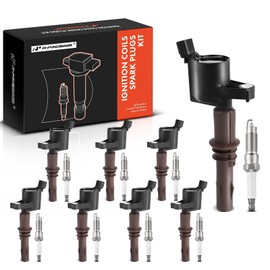 A-Premium Ignition Coils and Spark Plugs Kits Compatible with Ford F-150, F-250/F350 Super Duty, Explorer, Mustang, Expedition & Lincoln Navigator & Mercury Mountaineer, 4.6L 5.4L 8-PC Set