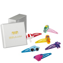 HAARallerliebst Hair Clips Set (6 Pieces | Summer Feeling | Colourful) for Girls with Storage Box (Box Colour: White)