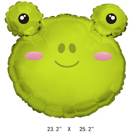 Frog Head Balloons - 25.2" Animal of Green Frogs Foil Balloons for Toad Jungle Farm Zoo Safari Theme Birthday Baby Shower Summer Party Decoration
