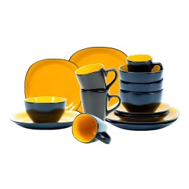 European Ceramic Dining Dinner Plate Set High Quality Classic Stoneware Plate & Dish for Home Premium Quality Serving Platescolor: Yellow