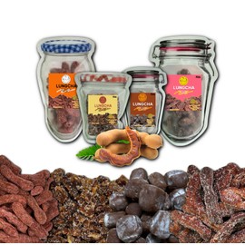 LUNGCHA Seedless Real Dried Tamarind from Thailand SET OF 4 PACKS Variety Mixed Favors of Candy & Snacks Spicy, Sweet, Sour, and Plum Savory Taste.
