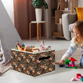 EGBTL Rustic Fall Pumpkin Storage Bins & Boxes with Handles, Autumn Pumpkin Foldable Basket for Organizing, Farmhouse Fall Collapsible Storage Basket for Bedroom Room Bathroom Clothes Toys Books