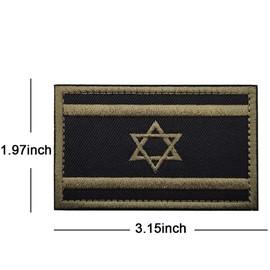 2 PCS Israel Flag Patch Sew on Embroidery Tactical Israeli IL Badges Military Morale Armband Emblem Applique Hook Patches for Clothes Bags Backpack Accessories Team Uniform (Green)