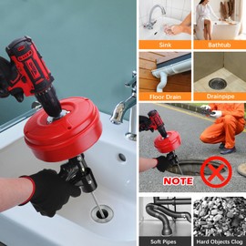 35FT Drain Snake Tools, 14-in-1 Double Mode Drain Auger (New)