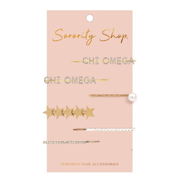 Chi Omega - Sorority Hair Clips - 6/pack