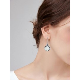 HPQQ Opal Earrings for Women Sterling Silver Teardrop White Opal Drop Dangle Earrings Vintage Jewelry Birthday Christmas Gifts for Women Her Mom