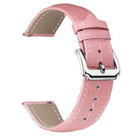 Binlun Leather Watch Strap, Quick Change Leather Strap, Replacement for Men and Women, 10 mm, 12 mm, 14 mm, 15 mm, 16 mm, 17 mm, 18 mm, 19 mm, 20 mm, 21 mm, 22 mm, 23 mm with 12 colours., pink