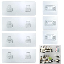 Paquete de 7 adhesivos de repuesto para ducha, tiras adhesivas para estanteria ducha para baño,ganchos de pared transparentes resistentes e impermeables,adecuados para baño,cocina (Estilo C)