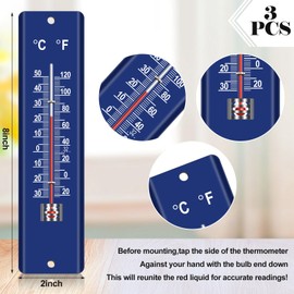 Frienda 3 Pcs Wall Thermometer Indoor Large Outdoor Thermometers for Patio Double Scales Thermometer for Temperature Home Pool Office Warehouse Greenhouse Garden (Simple, Metal)